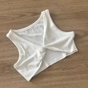 NWOT Amazon White Twist Front Crop Top